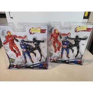 2 Pack Marvel Avengers Characters Iron Man, Captain, America, Black Panther Toys